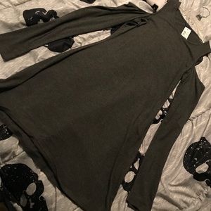 Gray cold shoulder dress